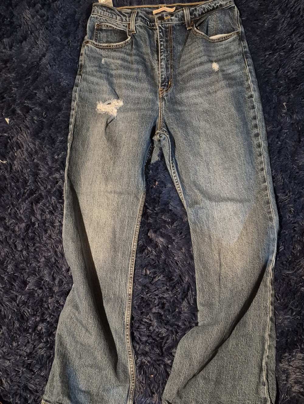 Levi's Women's Straight Leg Distressed Blue Jeans